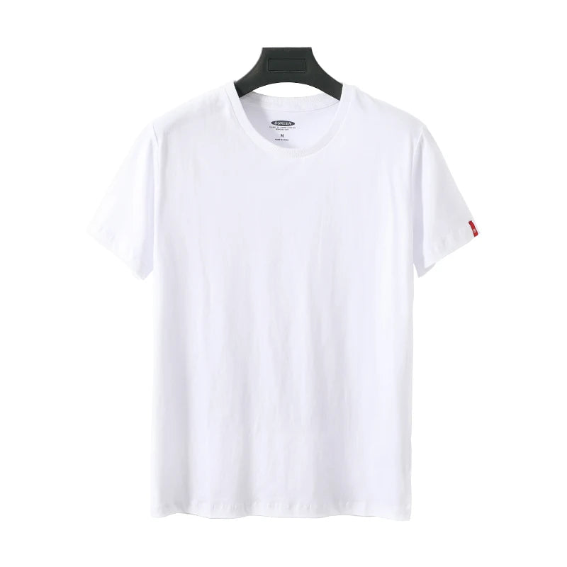 DUKEEN 200G Pure Cotton T Shirts for Men 2024 Summer Fashion Solid Color Crew-Neck Short Sleeve Tees Basic Tops Men's Clothing