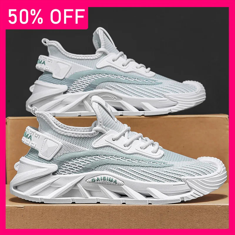Men Sports Shoes Summer Breathable Mesh Lightweight Fashionable Lace Up Tennis Shoes Daily Wear Street Fitness Shoes for Men