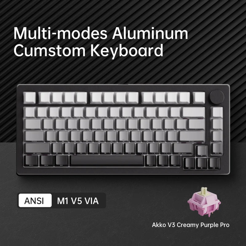 Akko MonsGeek M1 V5 Tri-mode Mechanical Keyboard VIA 75% ANSI/ISO 3/5 Pins Customized Hot-swappable RGB Rapid Disassemble Gasket