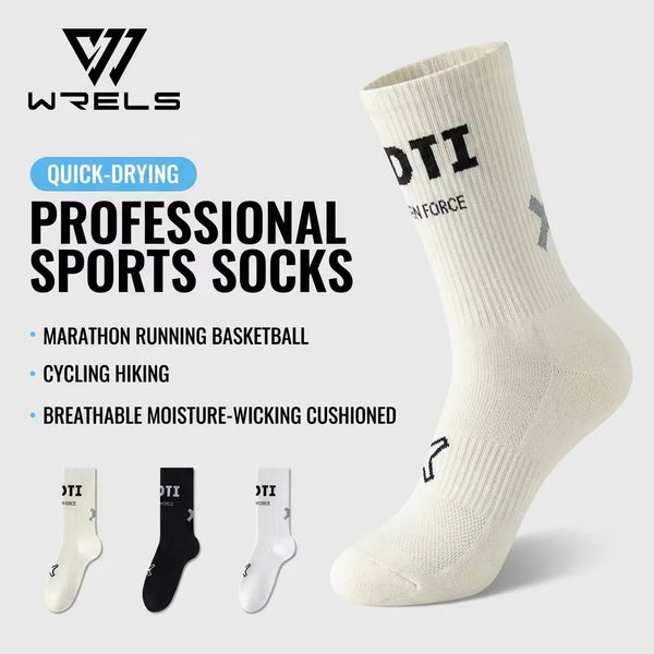 WRELS 1/2/3 Pairs Cycling Socks Fast‑Dry Compression Socks Men Women Arch Support Breathable Bike Riding Running Sports Socks