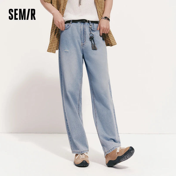 ខោបុរស Semir Denim រហែក ត្រជាក់ មានអារម្មណ៍រលុង ជើងត្រង់ បែប Vintage បោកគក់ ម៉ូដរដូវក្តៅ ឆ្នាំ២០២៦ ស្ទីលធម្មតា