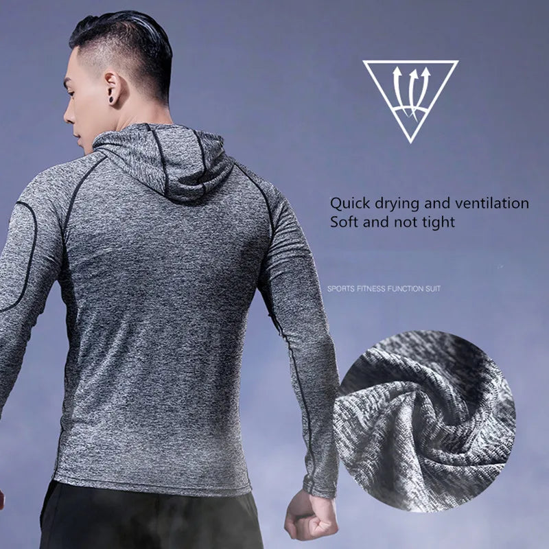 Men's Winter Fleece Hoodie Warm Breathable Sports Sweatshirt Running Gym Training Outdoor Fitness Pullover Jacket