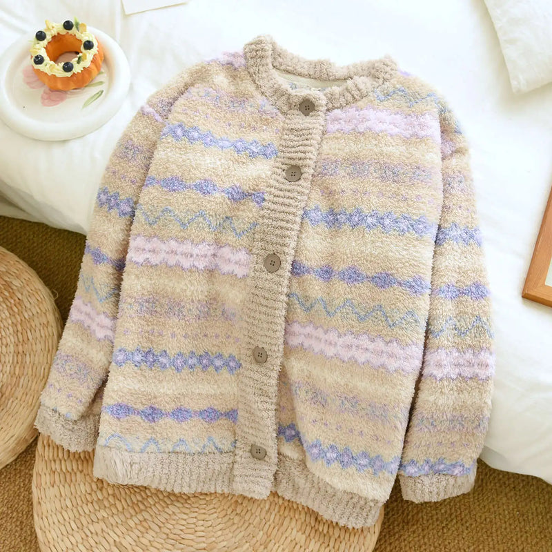 Flannel Thicken Warm Winter Sleepwear for Sleeping Women's Pajamas Home Wear Pyjama New Long Sleeve Pajama Top Print Nightwear