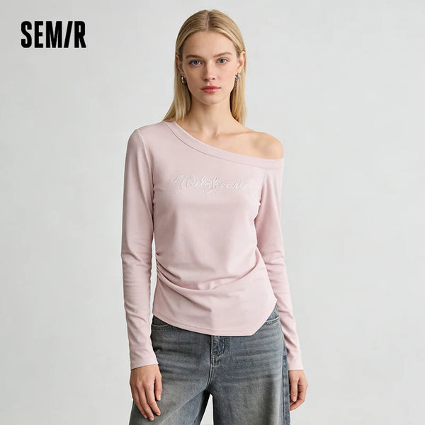អាវយឺត Semir ទាន់សម័យសម្រាប់នារី និទាឃរដូវ ឆ្នាំ២០២៦ ខ្លី រាងអក្សរ Oval ស្លីម រចនាប្លែក ម៉ូដធម្មតា ពាក់ប្រចាំថ្ងៃ