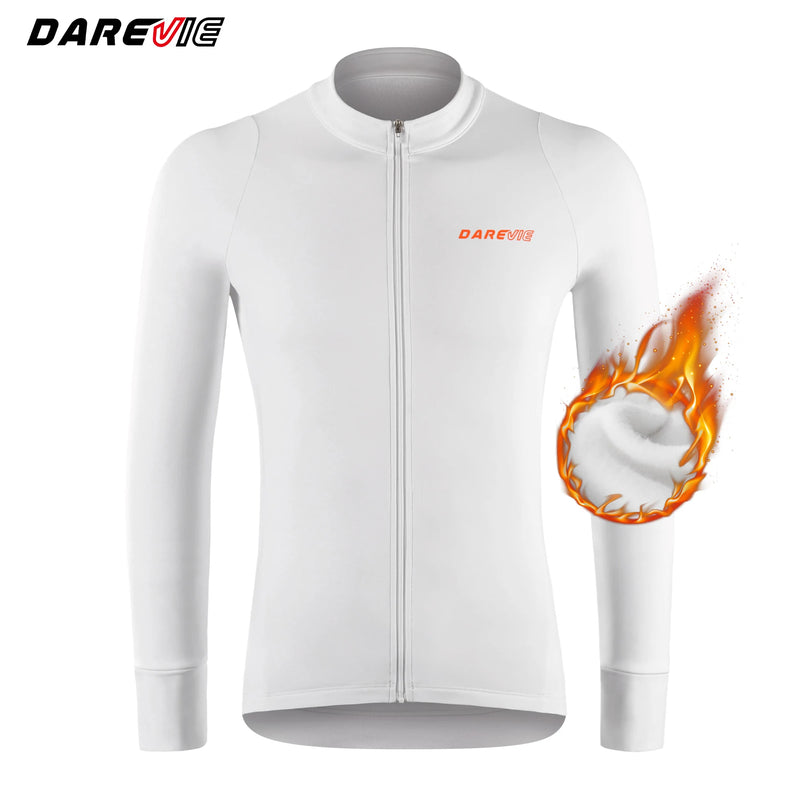 អាវយឺតជិះកង់ DAREVIIE រដូវរងារក្សាភាពកក់ក្តៅ អាវក្រៅធ្វើពីរោមចៀម Pro Level Cycling Jersey Man Anti UV Windproof Cycling Jersey Men