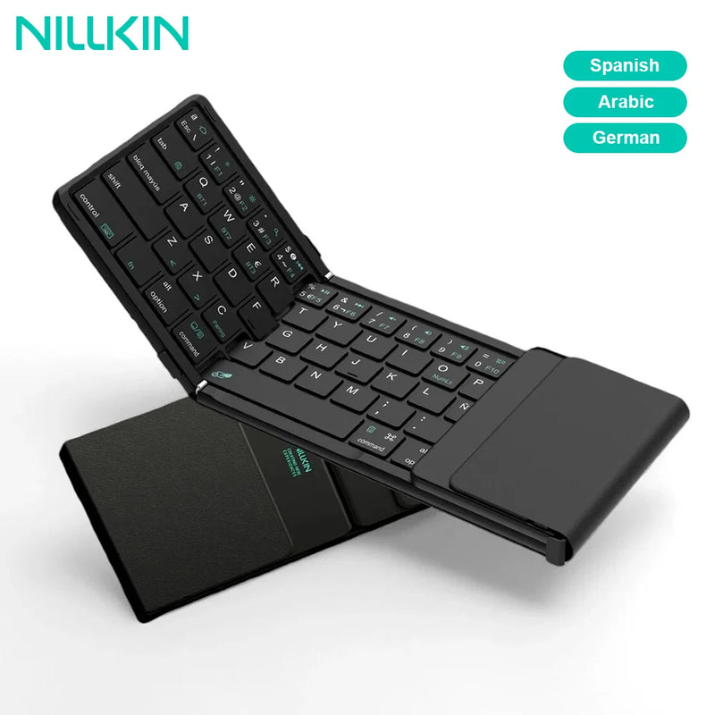 NILLKIN Mini Folding Wireless Bluetooth Keyboard Spanish Arabic German with Touchpad for PC Mac Smartphone Windows Android IOS