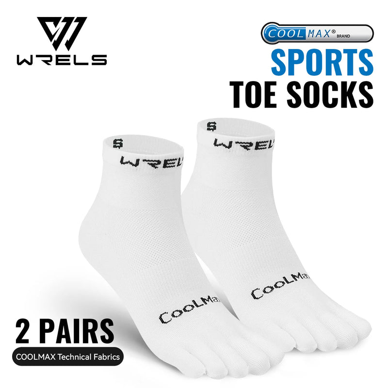 WRELS Coolmax Running Socks Toe Socks Breathable Five Finger Socks Anti Blister Quick Dry Cushioned Men Women Athletic Socks