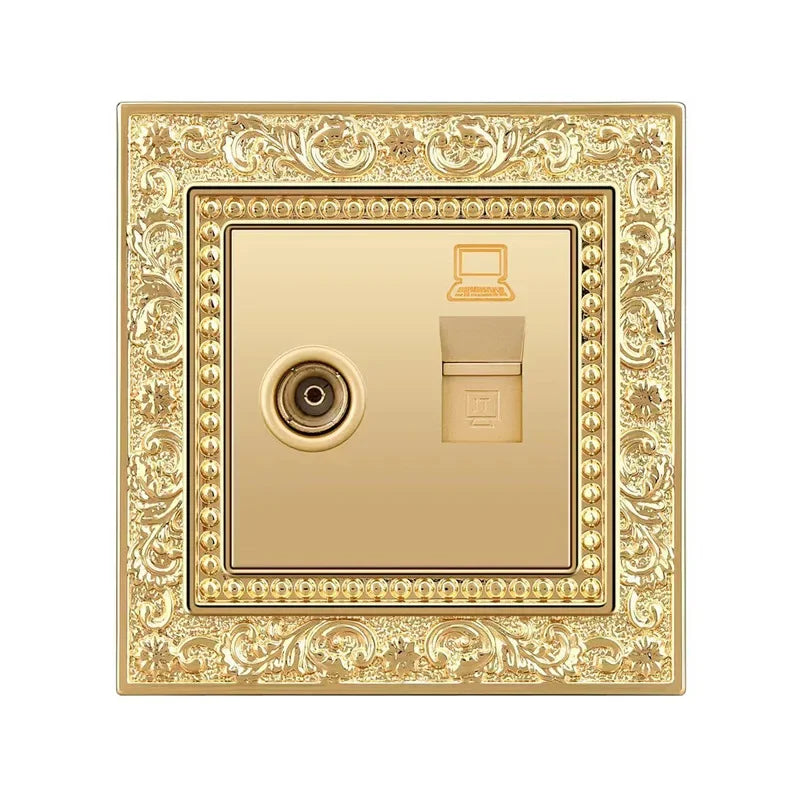 Luxury Vintage Push Button Switch 1/2/3/Gang 2Way,EU France Standard copper Wall socket,Universal light home switch power outlet