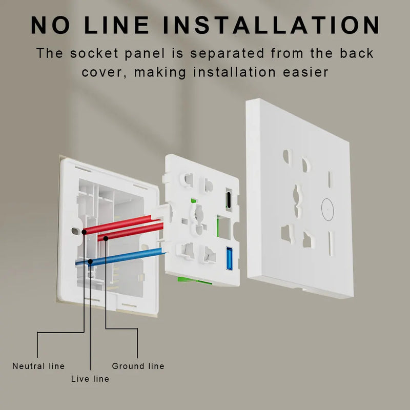Smart Plug WiFi Universal Socket Tuya EU UK QC3.0 USB  Type-C Fast Charging Outlet Works with Alexa Google Home