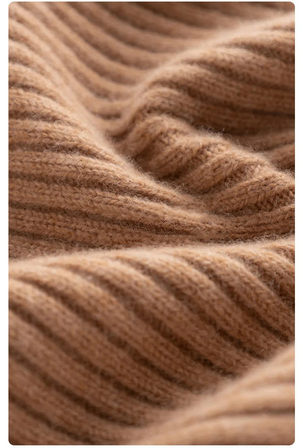 Women's Brown Knit Skirt for Winter, High-waisted, Pink, Calf-length; Available in Black, Beige, and Apricot.