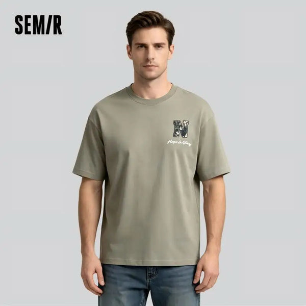 អាវយឺតបុរស Semir ឆ្នាំ ២០២៦ បោះពុម្ពអក្សរក្លែងបន្លំ ប៉ាក់ក្រៅផ្ទះ ទាន់សម័យ កអាវរលុង ធម្មតា