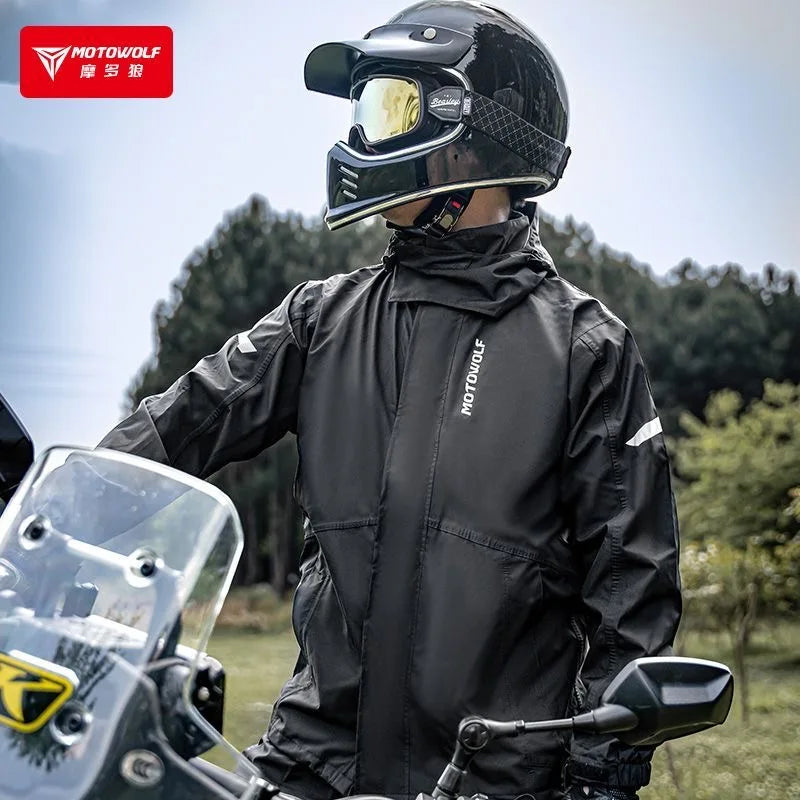 ឈុតអាវភ្លៀងម៉ូតូ MOTOWOLF ការពារព្យុះភ្លៀង ខោអាវការពារទឹក អាវភ្លៀងអ្នកជិះម៉ូតូ បោះតង់ក្រៅផ្ទះ