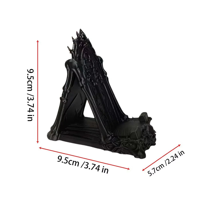 3D Printed Gothic Tracery Window Phone Stand, Dark Skull Ornament for Halloween, Desktop Holder for Phone & Tablet