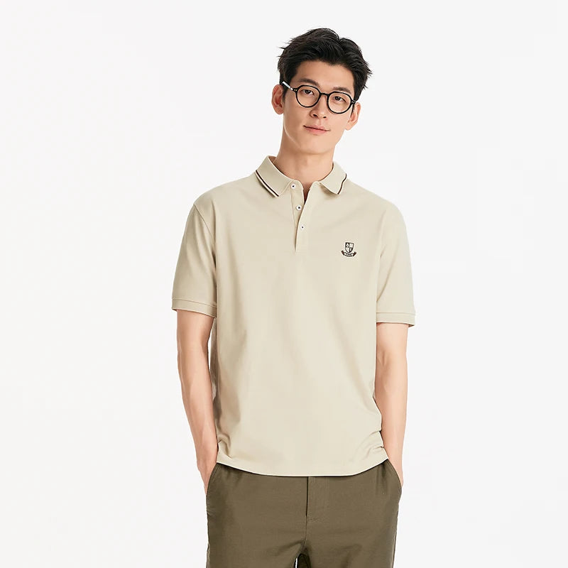 Semir Mens Polo 2026 Short Sleeve Cool Feeling Antibacterial Tops Color Block Lapel Casual Style Soft Daily Wear