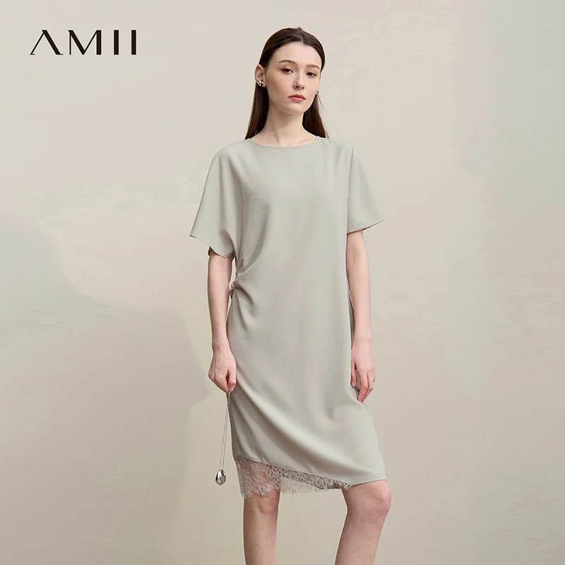 រ៉ូបនារី Amii ឆ្នាំ២០២៦ រដូវក្ដៅថ្មី សំពត់ខ្លីដៃខ្លី ប៉ាក់មិនស្មើគ្នា កអាវវែង រ៉ូបធម្មតា 12622045