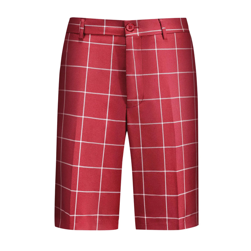 2026 Summer New Arrivals: Men's Black Checkered Suit Shorts (Asian Sizes), Red Slim-Fit Knee-Length Pants.