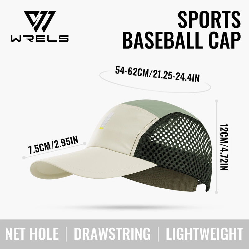 WRELS Mesh Baseball Cap Sunshade Sport Hat Ultralight Trucker Hat Breathable Quick Dry Foldable Golf Hiking Beach Running Cap