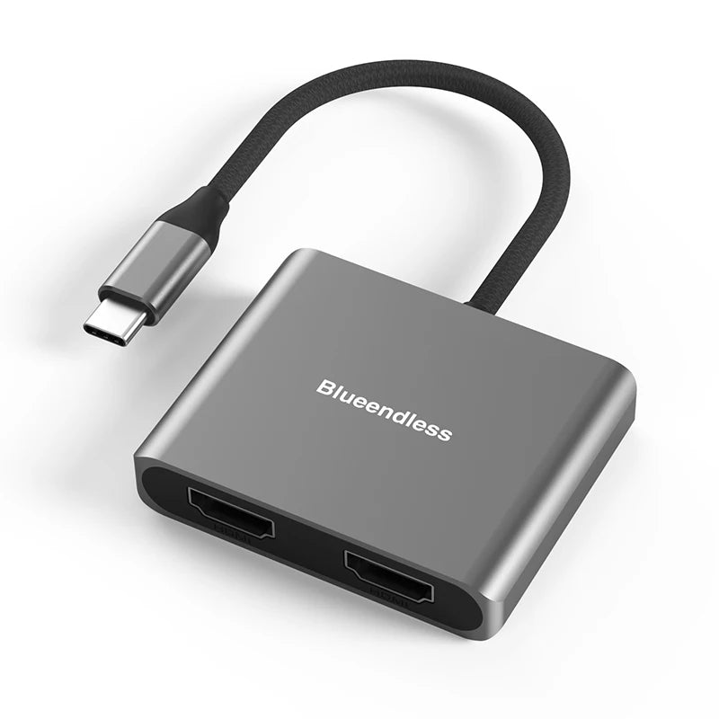 ឧបករណ៍បំបែក USB C Hub ប្រភេទ C ទៅ HDMI ពីរប្រភេទ Blueendless សម្រាប់កុំព្យូទ័រ 4K 60HZ សម្រាប់កុំព្យូទ័រលើតុ ទូរសព្ទ និង MacBook