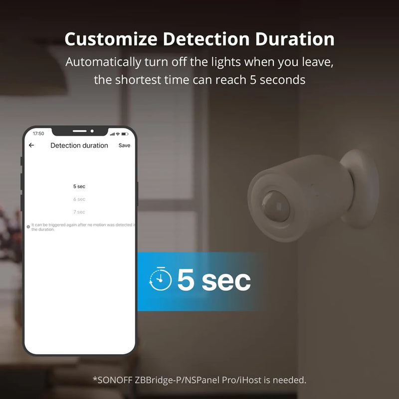 1-5PCS SONOFF SNZB-03P Zigbee Motion Sensor Trigger Smart Lighting & Home Security Works with Alexa Google Home via Zigbee Hub