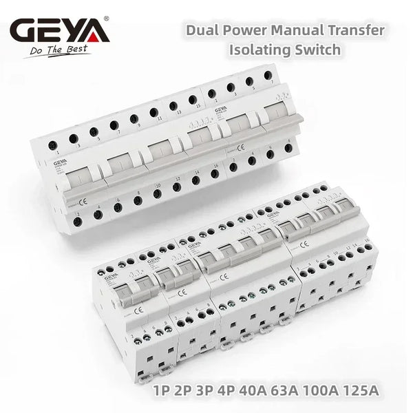 GEYA GYHO8 MTS 63A ឧបករណ៍បំលែងសៀគ្វីអគ្គិសនីដោយដៃ ថាមពលពីរ ឧបករណ៍បំបែកសៀគ្វីអគ្គិសនី 1P 2P 3P 4P