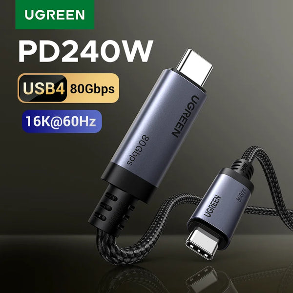 UGREEN USB4 Full Function USB-C Cable PD3.1 240W 80Gbps Data Transfer 16k60Hz Video Transfer for Monitor Laptop MacBook Dell HP