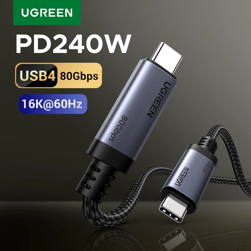 UGREEN USB4 Full Function USB-C Cable PD3.1 240W 80Gbps Data Transfer 16k60Hz Video Transfer for Monitor Laptop MacBook Dell HP