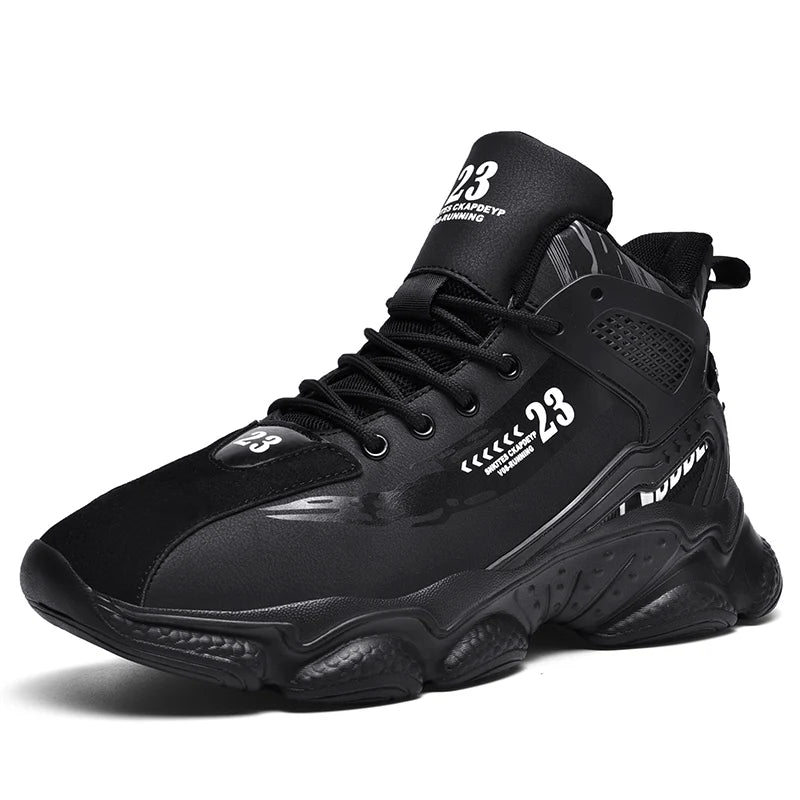 Mens Running Shoes 2026 New High Top Thick Bottom Non-Slip Lace-up Trendy Daily Leisure Comfortable Sneakers for Men