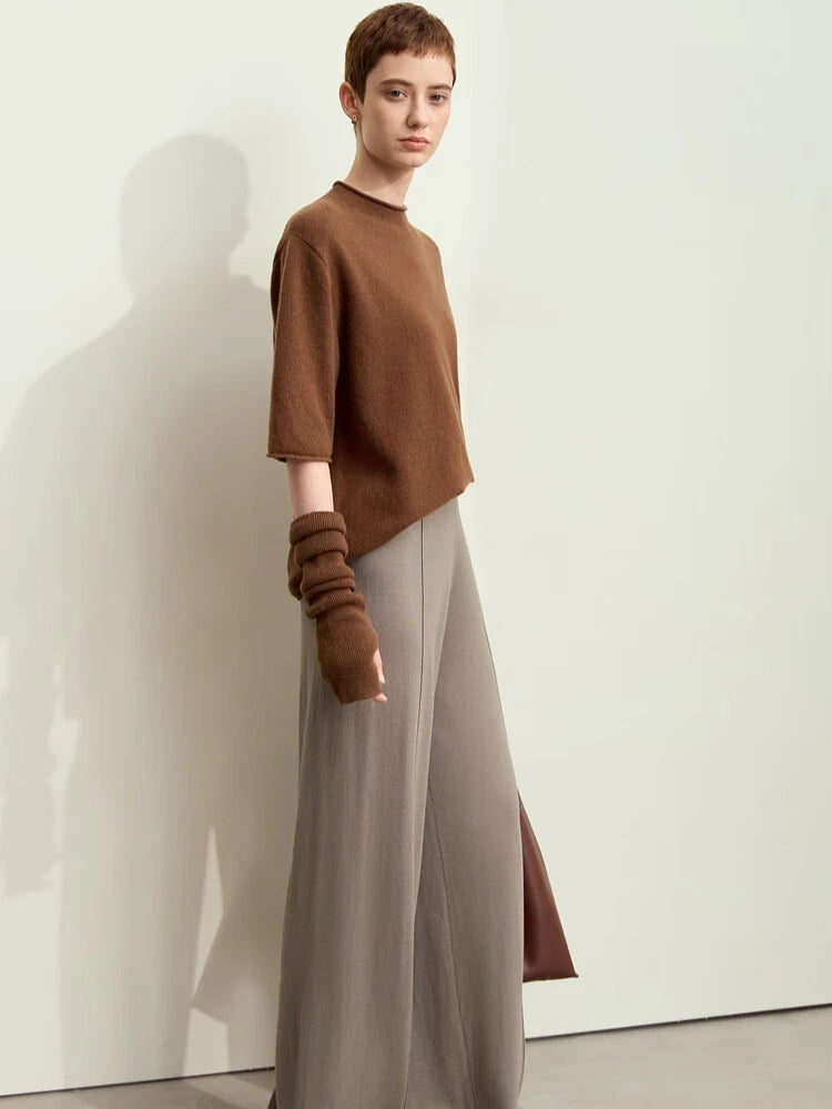 ខោ Amii Minimalism Women's រដូវស្លឹកឈើជ្រុះឆ្នាំ ២០២៥ ខោរោមចៀមចង្កេះយឺតធម្មតាថ្មីសម្រាប់ស្ត្រីម៉ូដខោជើងធំ ១២៤៤៣១៧៨