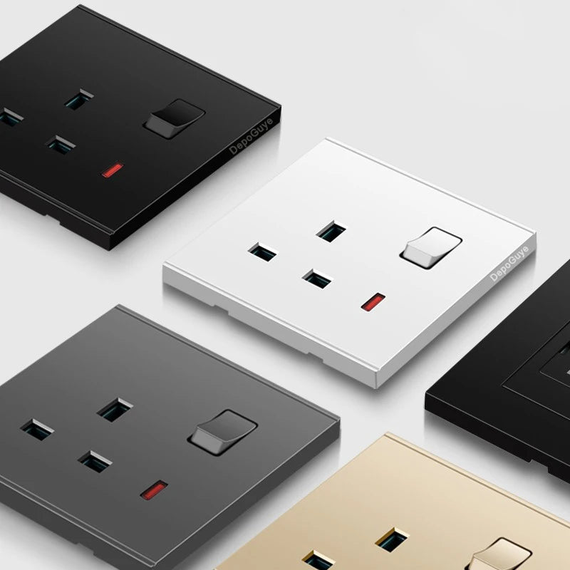 UK 13A with USB Type-c 18W Quick Charge Wall Power Socket Plug,Universal Wall light Switch Panel Dual USB Electrical Outlet
