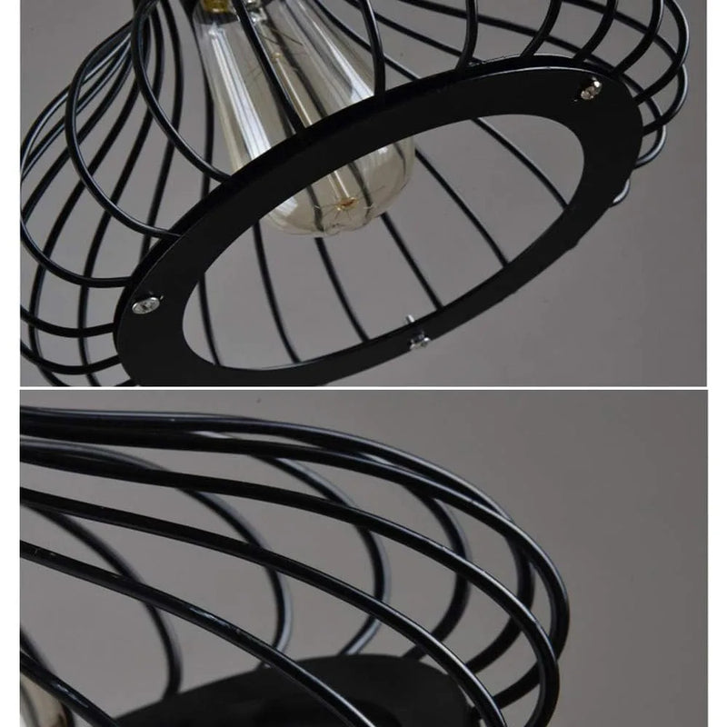 JOYINLED Black Vintage Chandelier Design Simple Cage Iron Creative Pendant Lamp 23cm for Kitchen Bedroom Living Room Hallway Bar