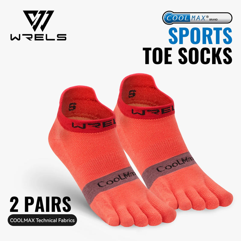 WRELS 1/2/3pairs COOLMAX Toe Socks Breathable Five Finger Socks Athletic Hiking Running Soft Comfortable Moisture Wicking Socks