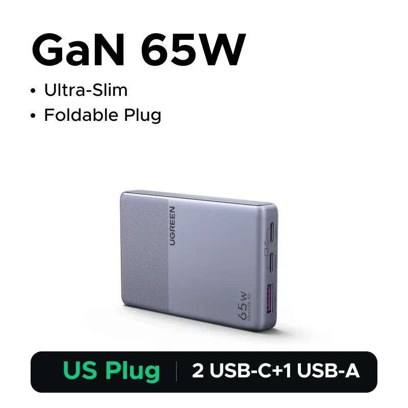 【Ultra Slim-US Plug】UGREEN Nexode Air 100W 65W GaN Charger PD3.0 QC4.0 PPS For Macbook Pro Laptop iPhone 18 17 Samsung S26 iPad