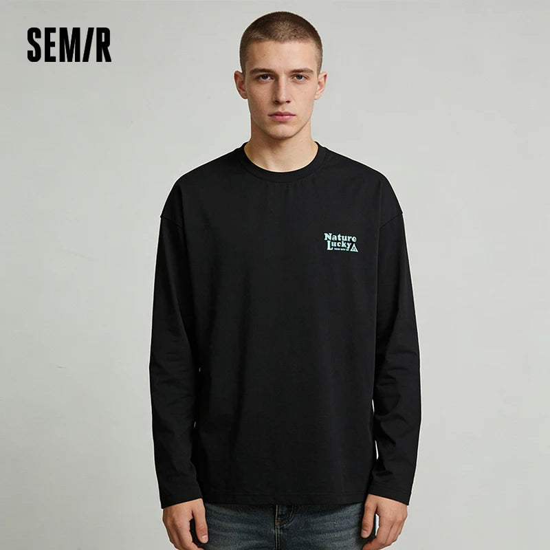 Semir Quick Dry Tshirt Men 2026 Spring Pattern Crew Neck Slightly Loose Letter Print Casual Versatile Basic Inner Layer Top