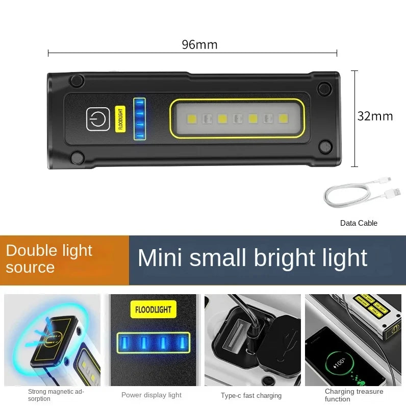 ភ្លើងពិល LED ខ្នាតតូចសម្រាប់ប្រើប្រាស់ក្រៅផ្ទះ ភ្លើងសង្គ្រោះបន្ទាន់ ភ្លើងពិលចល័តអាចសាកបាន នេសាទ ឡើងភ្នំ បោះតង់ ភ្លើងបំភ្លឺ