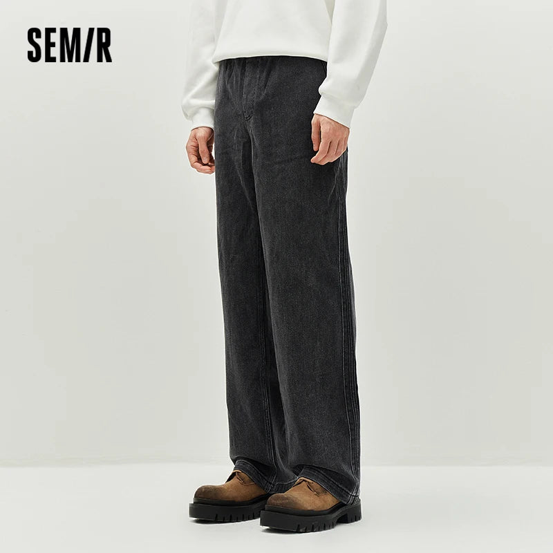 Semir Vintage Jeans Men 2026 Spring Loose Straight Leg Retro Style Casual Daily Wear Versatile Stylish Trousers