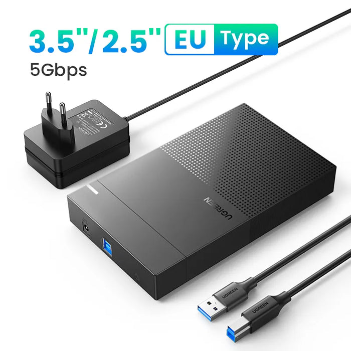 UGREEN HDD Case 3.5 2.5 SATA to USB 3.0 Adapter External Hard Drive Enclosure Reader for SSD Disk HDD Box Case HD 3.5 HDD Case For 3.5 2.5 EU Plug CN