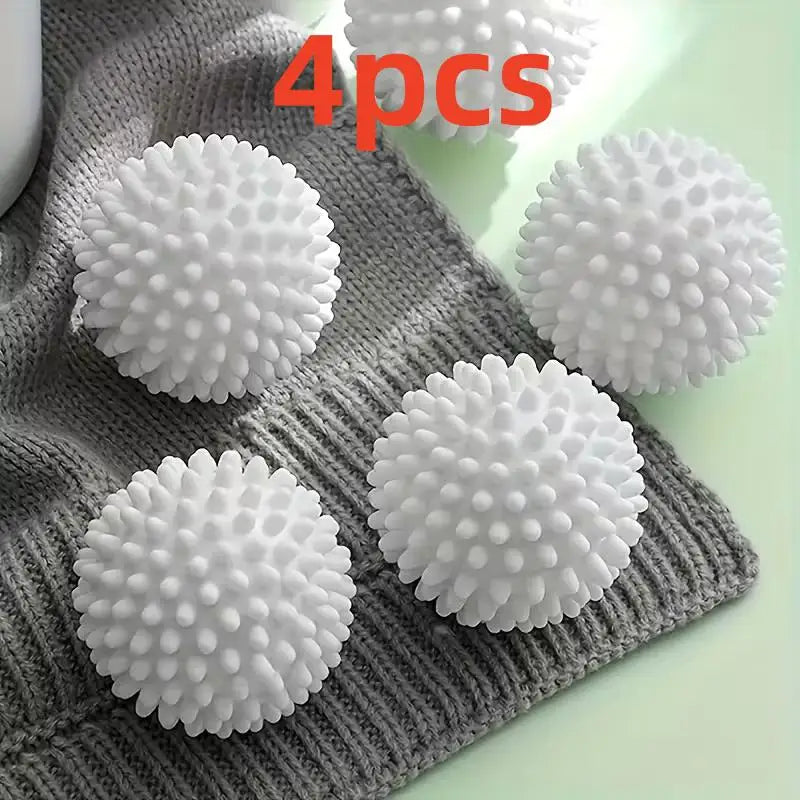 4-Pack Reusable Laundry Balls: Remove Hair, Soften, Anti-Tangle, Reduce Wrinkles, No Power