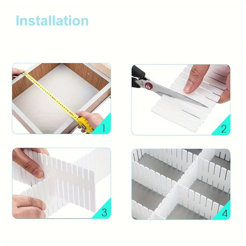 4pcs Plastic Desk & Drawer Organizer Dividers, Adjustable Partition Storage System for Office, Dorm, Home.Organize the grid.