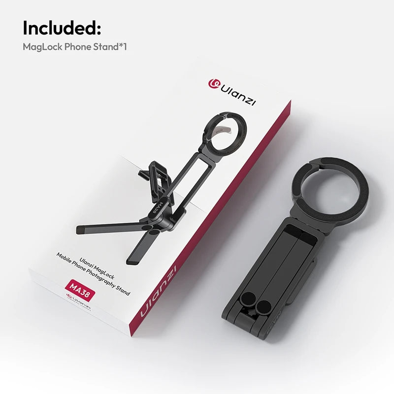 ជើងទ្រទូរស័ព្ទ Ulanzi MA38 MagLock ជើងទ្រទូរស័ព្ទដែលអាចបត់បានជាមួយមូលដ្ឋានម៉ាញេទិក Arca-Swiss សម្រាប់ Iphone 16 15 14 Vlog Live