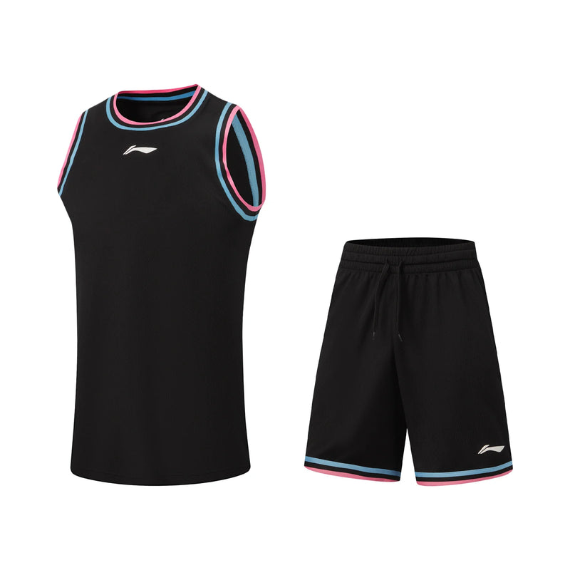 ឈុតបាល់បោះ CBA សម្រាប់បុរស Li-Ning LN DRY ធ្វើពីក្រណាត់ Polyester ទន់ និងអាចដកដង្ហើមបាន អាវ និងខោខ្លីកីឡាអាជីព AATW005