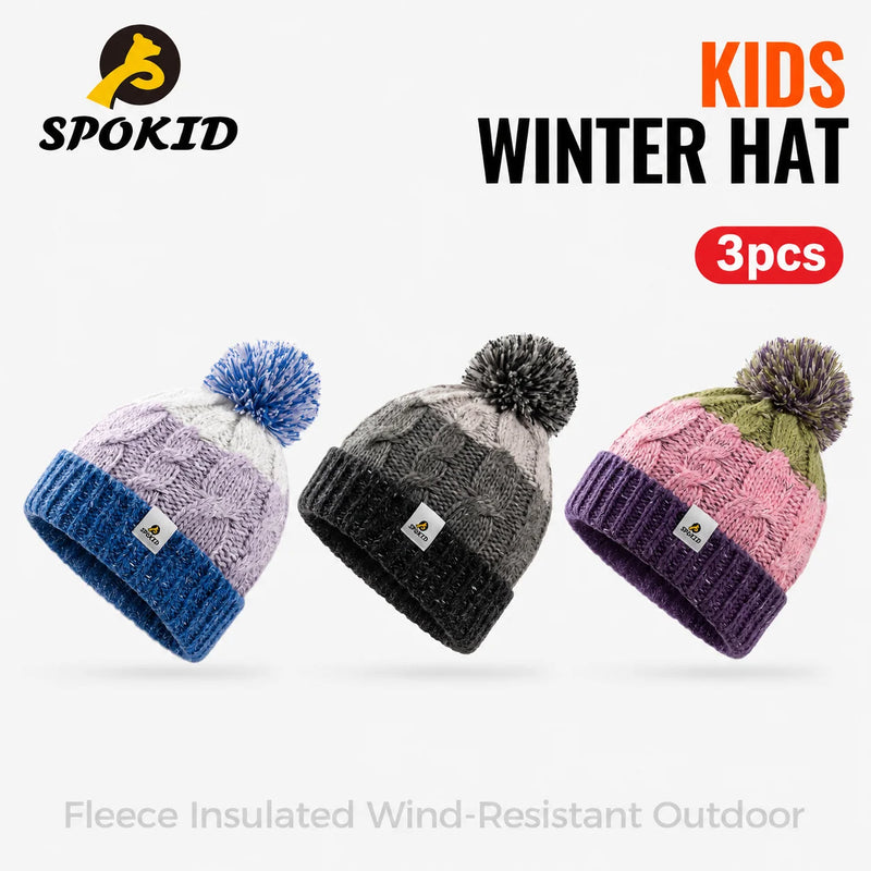 WRELS Merino Wool Knitted Hat Thick Warm Skull Cap Windproof Ear Protection Boys Girls Kids Winter Hiking Outdoor Skiing  Beanie