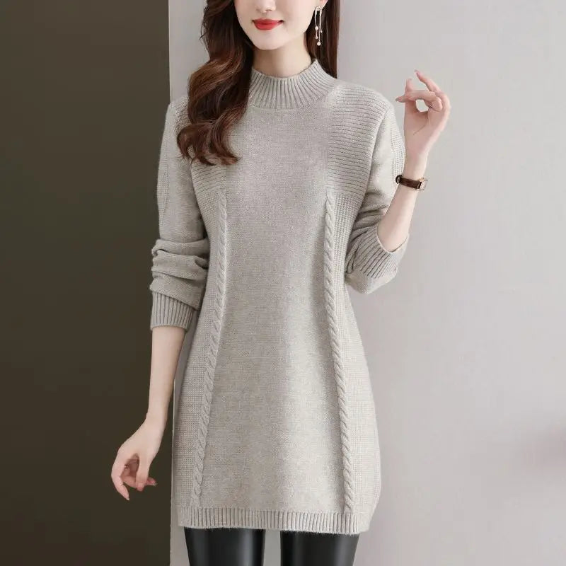 Winter Clothes Woman Half Turtleneck Warm Pullover Tops Female Knitting Spring Autumn Women's Sweaters Woolen Short Mini Dress