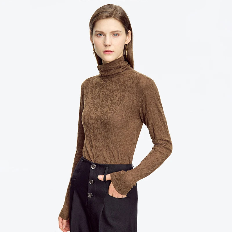 អាវយឺត AMII Turtleneck អាវយឺតដៃវែងសម្រាប់ស្ត្រីឆ្នាំ ២០២៦ រដូវរងាថ្មី Pullover ប៉ាក់ស្លីមកំពូលស្ត្រី ១២៥២៤១២៨
