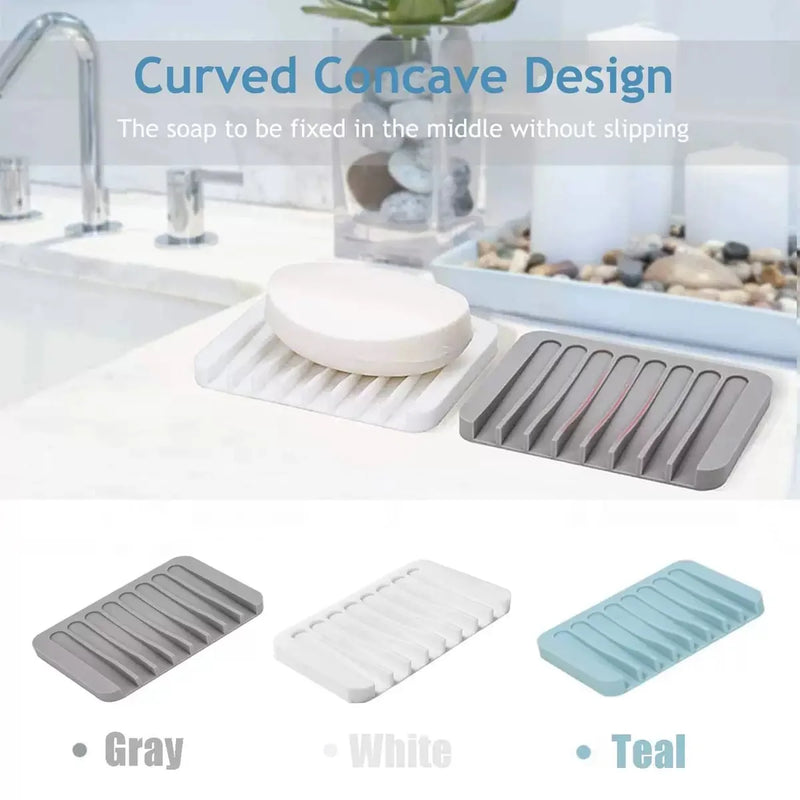 Creative Silicone Soap Box for Bathroom And Kitchen with Self-Draining Design No Water Accumulation