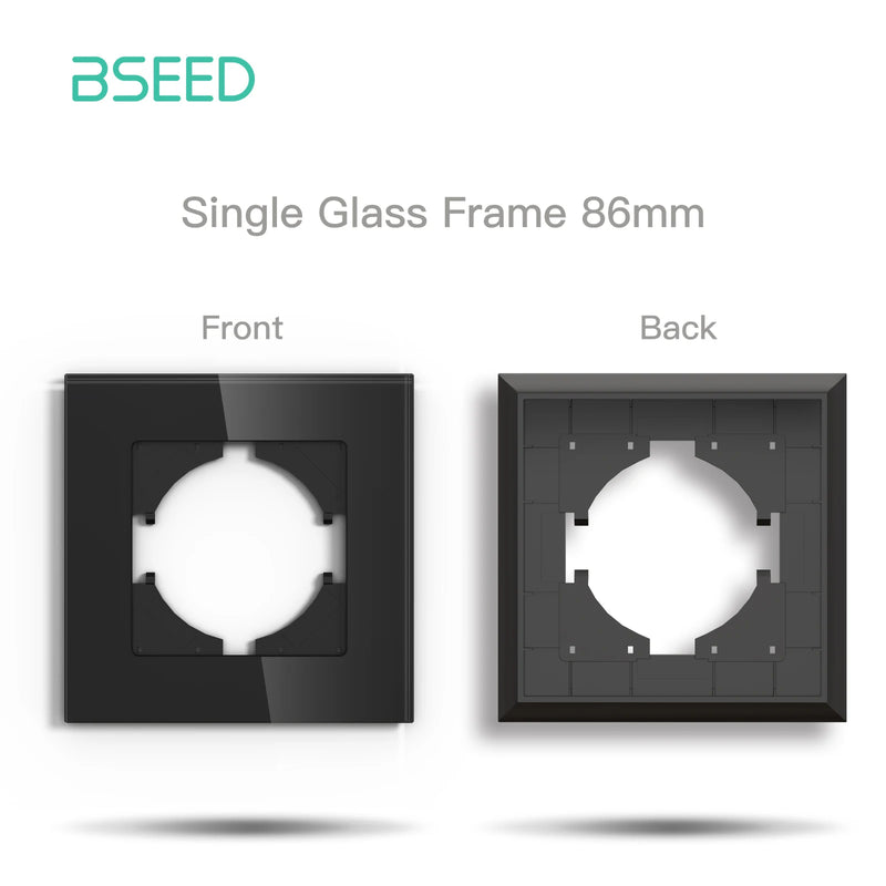 BSEED EU Standard Button Light Switch 1/2Gang 1/2Way Wall Socket USB Type-C DIY Function Parts Glass Panel Free Combination