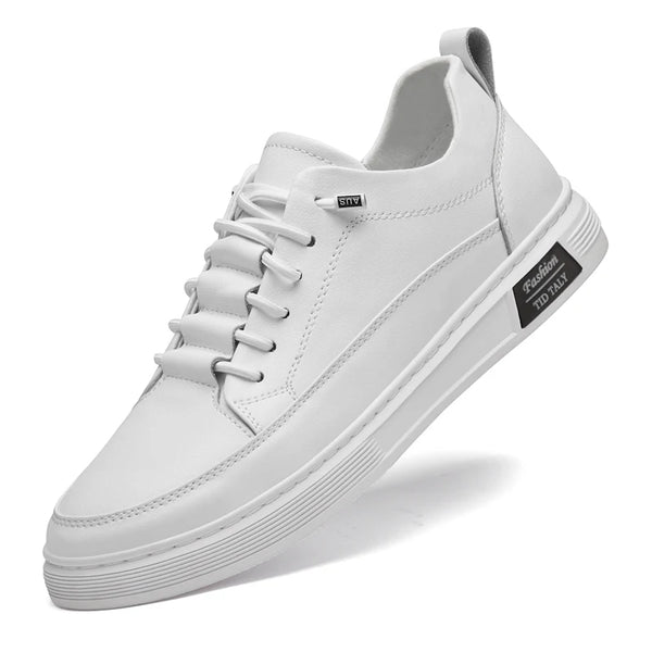 Autumn Spring Mens Leather Casual Shoes Men White Shoes Fashion Flat Shoes Big Size 46 47 Comfortable