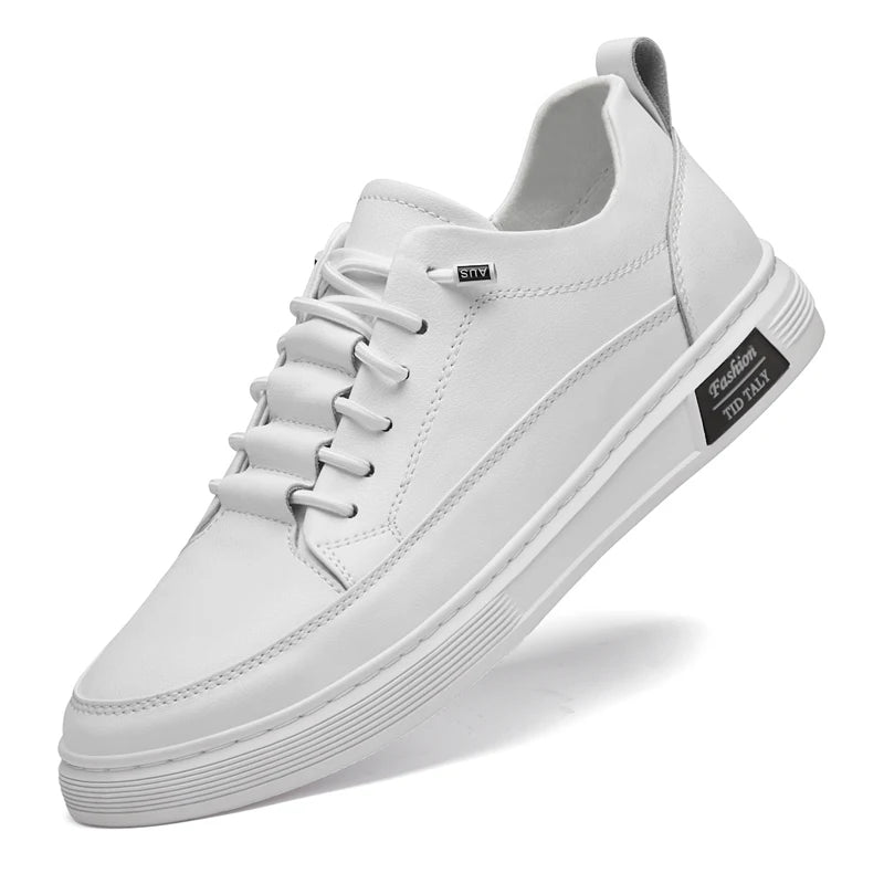 Autumn Spring Mens Leather Casual Shoes Men White Shoes Fashion Flat Shoes Big Size 46 47 Comfortable