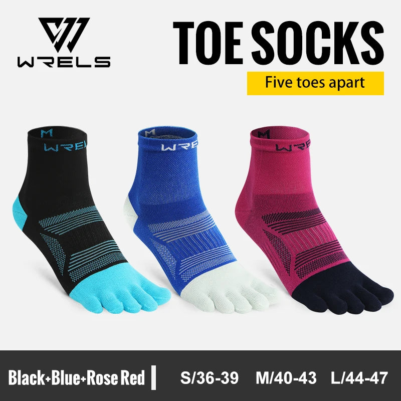 WRELS 1/2/3pairs Toe Socks 5 Finger Running Socks Anti Slip Moisture Wicking Anti-Blister Five Finger Breathable Athletic Socks