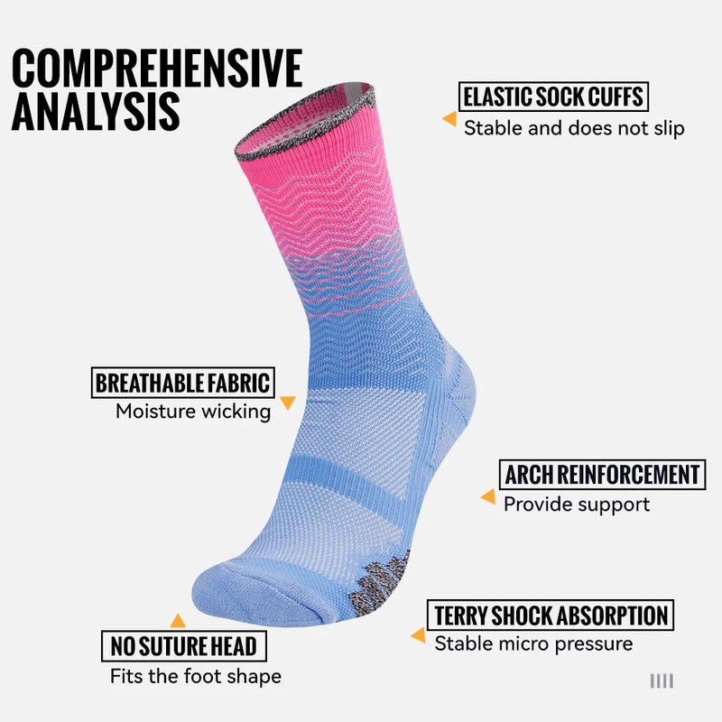 WRELS 1/2/3 Pairs Compression Sports Socks Thick Cushioned Crew Socks Men Youth Arch Support Moisture Wicking Basketball Socks