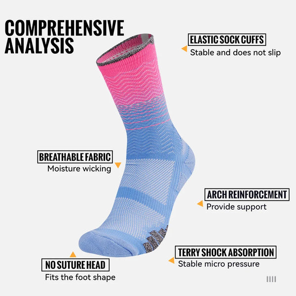 WRELS 1/2/3 Cushioned Sports Athletic Socks Breathable Running Socks Cushion Padded Moisture Wicking For Walking Hiking Running